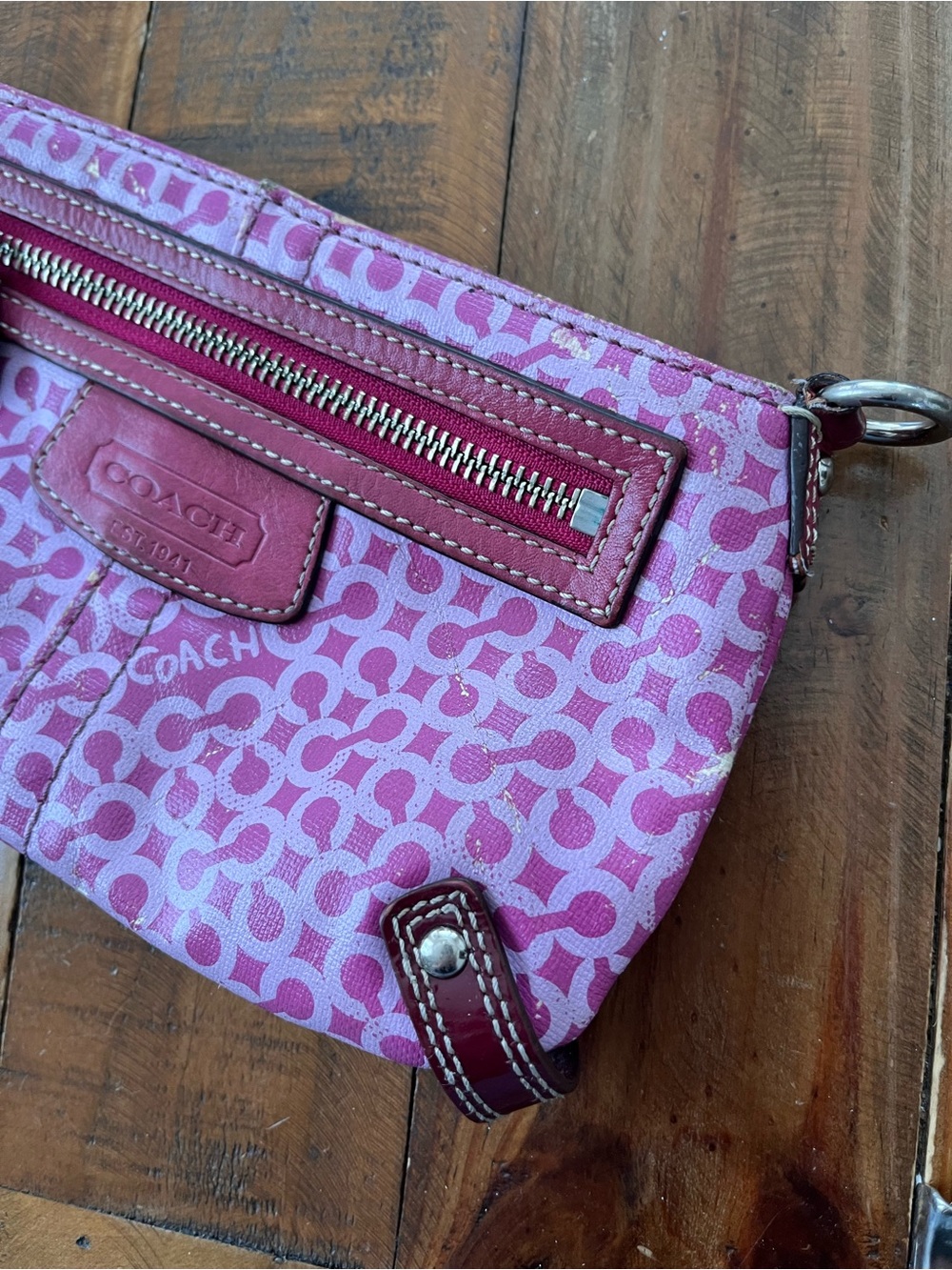 Coach Penelope Op Art Wristlet Clutch Y2K Pink Purple Poppy Mini Bag No Strap - Picture 11 of 16